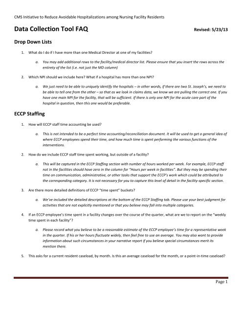 CMS' Data Collection Tool FAQ - Nursing Home Help