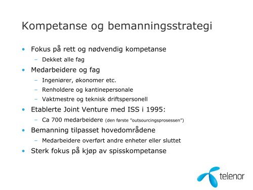 Strategisk nivÃ¥ Operativt nivÃ¥ Telenor Eiendom 1995