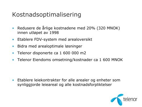 Strategisk nivÃ¥ Operativt nivÃ¥ Telenor Eiendom 1995