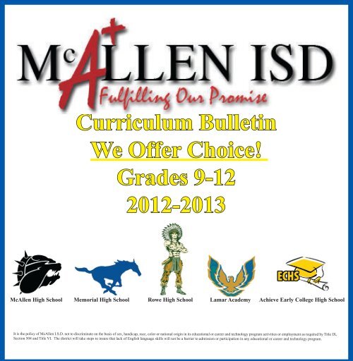 2012-2013 High School Curriculum Bulletin - McAllen ISD