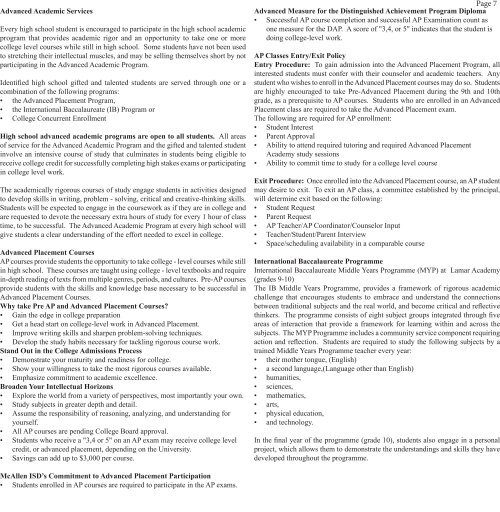 2012-2013 High School Curriculum Bulletin - McAllen ISD