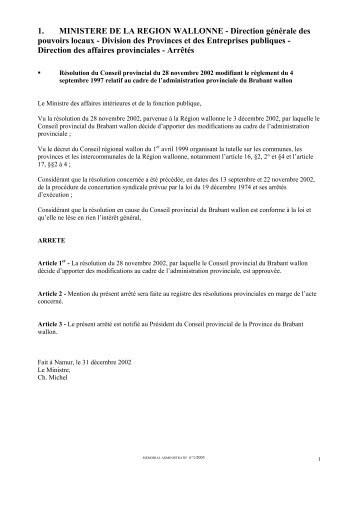 1. MINISTERE DE LA REGION WALLONNE - Direction gÃ©nÃ©rale des ...