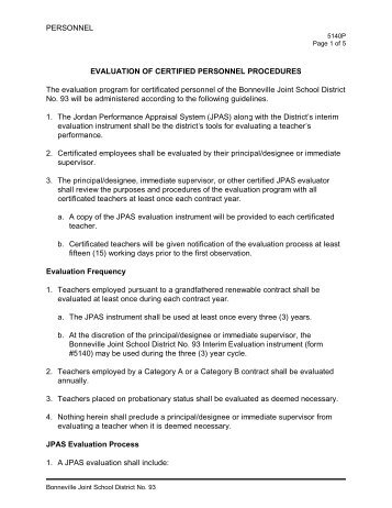 5140P Evaluation of Certificated Personnel Procedures