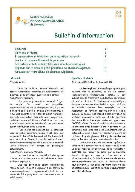 Bulletin d'information - SantÃ© en Limousin