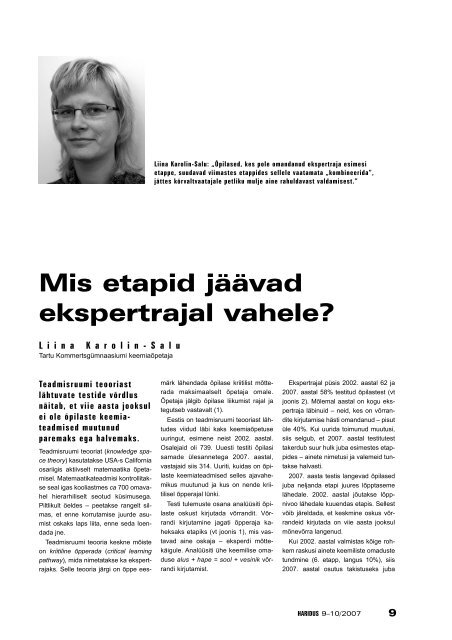 Mis etapid jäävad ekspertrajal vahele? (Liina Karolin-Salu) - Haridus