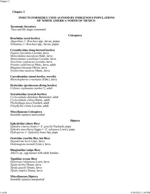 Chapter 2. Insect Foods of North American Indigenous Populations ...