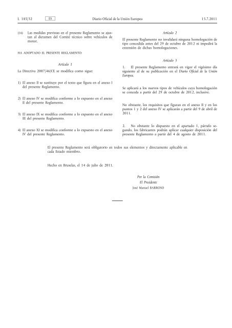 Reglamento (UE) no 678/2011 de la ComisiÃ³n, de 14 de julio de ...