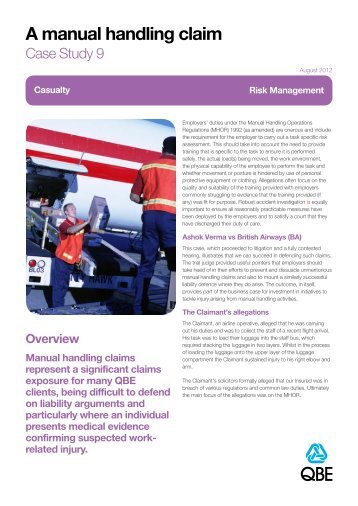 Case Study 9 - A manual handling claim - QBE