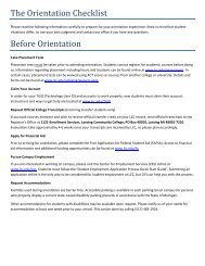 The Orientation Checklist Before Orientation - Lansing Community ...