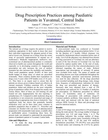 Drug Prescription Practices among Paediatric Patients ... - Statperson