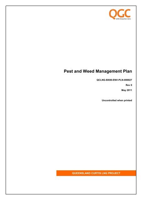 Pest and Weed Management Plan - QGC