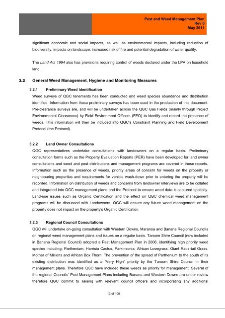 Pest and Weed Management Plan - QGC