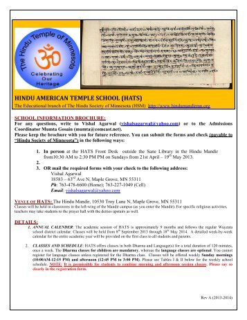 HATS Brochure 2013 - Hindu Temple