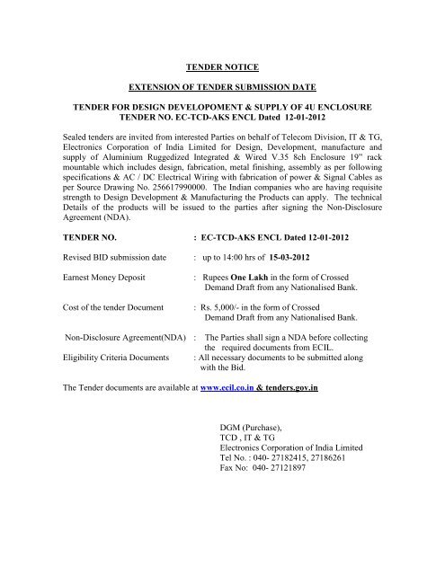 tender notice extension of tender submission date tender for design ...