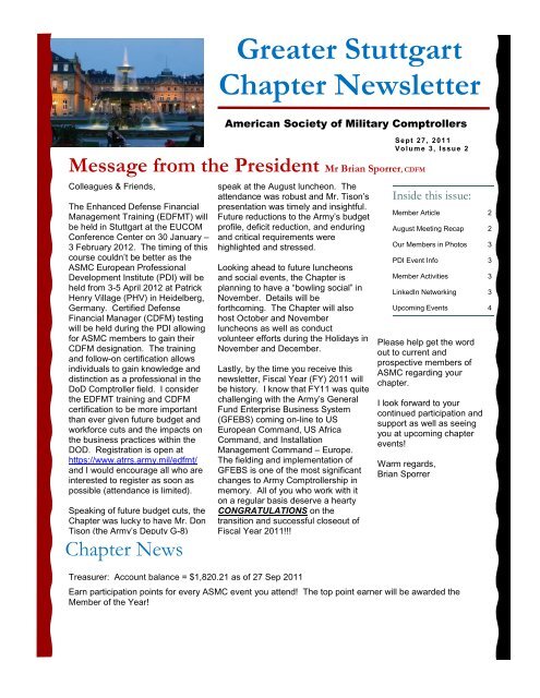 September 2011 Newsletter - ASMC Sub Chapters - American ...