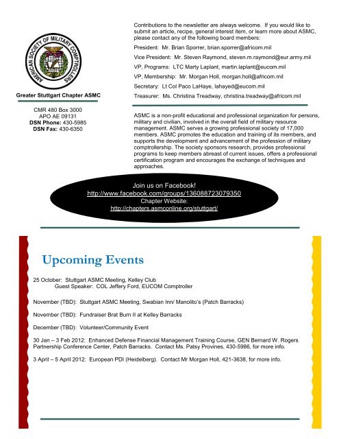 September 2011 Newsletter - ASMC Sub Chapters - American ...