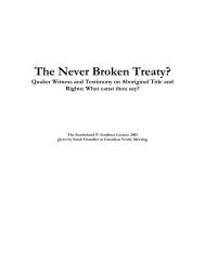 The Never Broken Treaty - Canadian Friends Service Committee