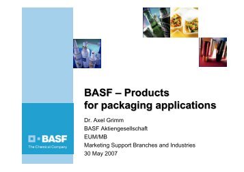 BASF – Products for packaging applications - BASF Packaging Portal