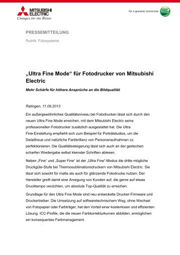 Pressemitteilung - Mitsubishi Electric