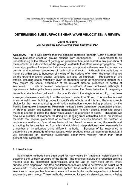 determining subsurface shear-wave velocities: a ... - David M. Boore