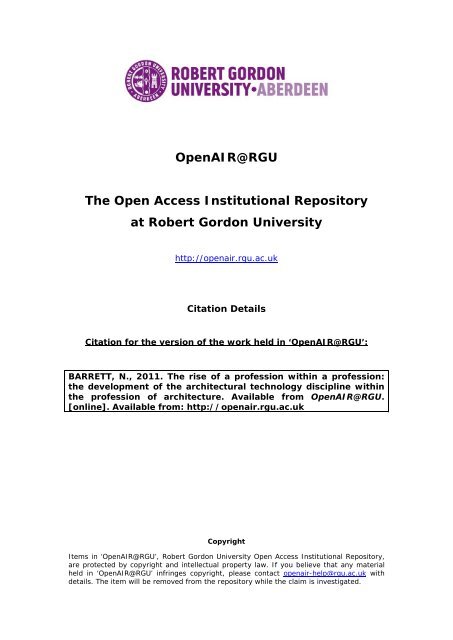 Niels Barrett PhD.pdf - OpenAIR @ RGU - Robert Gordon University