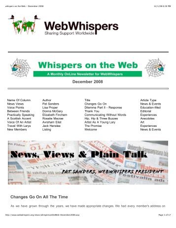 whispers on the Web - December 2008 - WebWhispers Nu-Voice Club