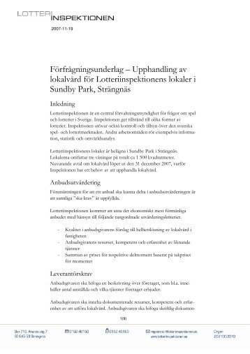 FÃ¶rfrÃ¥gningsunderlag â Upphandling av lokalvÃ¥rd fÃ¶r ...