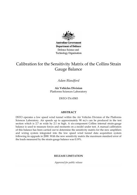 Calibration for the Sensitivity Matrix of the Collins Strain Gauge ...