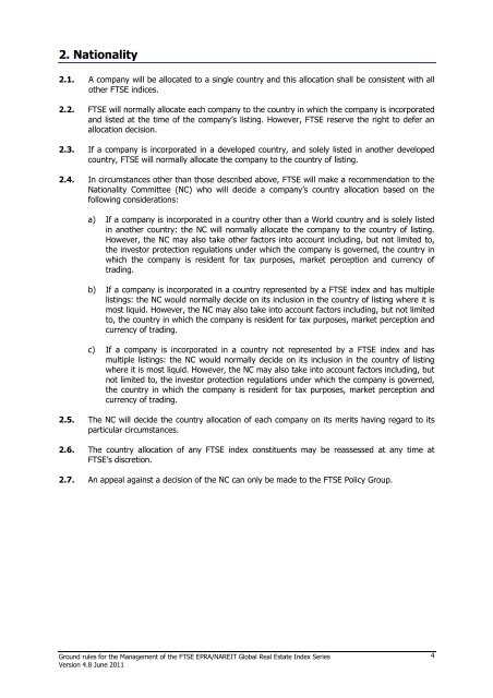 FTSE EPRA-NAREIT Global Real Estate Index Ground Rules v4.8x