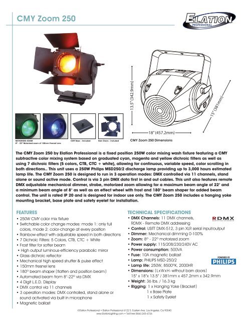 CMY Zoom 250 Cutsheets (pdf) - Elation Professional