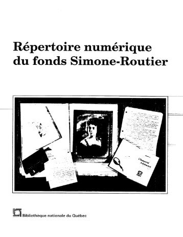 RÃ©pertoire numÃ©rique du fonds Simone-Routier