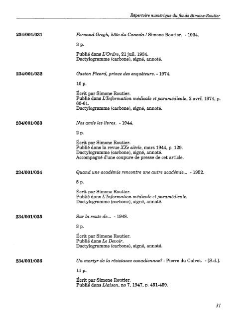 RÃ©pertoire numÃ©rique du fonds Simone-Routier