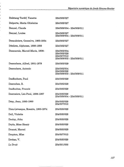 RÃ©pertoire numÃ©rique du fonds Simone-Routier