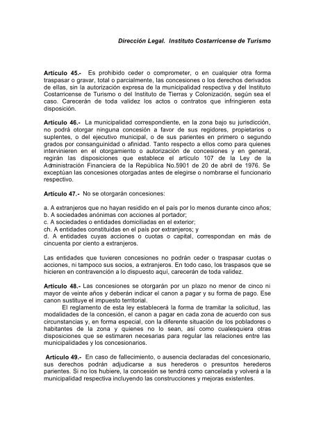 Ley sobre la zona marÃ­timo terrestre - Costa Rica