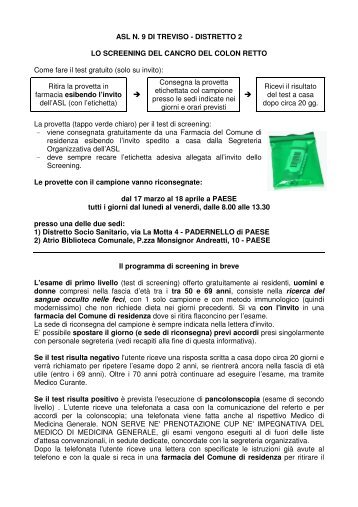 Screening colon - Informativa - Comune di Paese