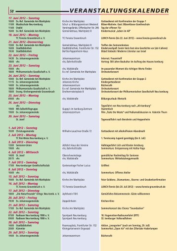 VERANSTALTUNGSKALENDER - Isenburger