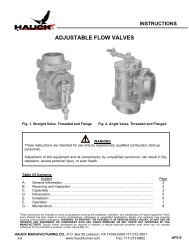 ADJUSTABLE FLOW VALVES - Hauck Manufacturing