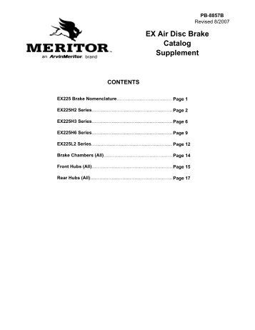 EX Air Disc Brake Catalog Supplement - Meritor WABCO