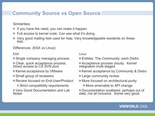 Using VMware Community Source to Drive Innovation for ESX Server