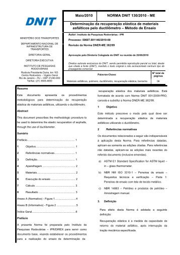 Maio/2010 NORMA DNIT 130/2010 - ME DeterminaÃ§Ã£o ... - IPR - Dnit