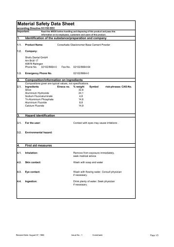 Material Safety Data Sheet - SHOFU Dental GmbH