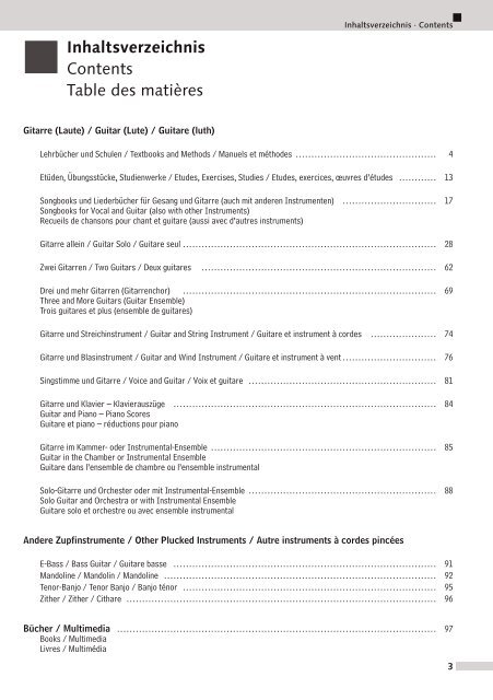 Inhaltsverzeichnis Contents Table des matiÃ¨res - Schott Music