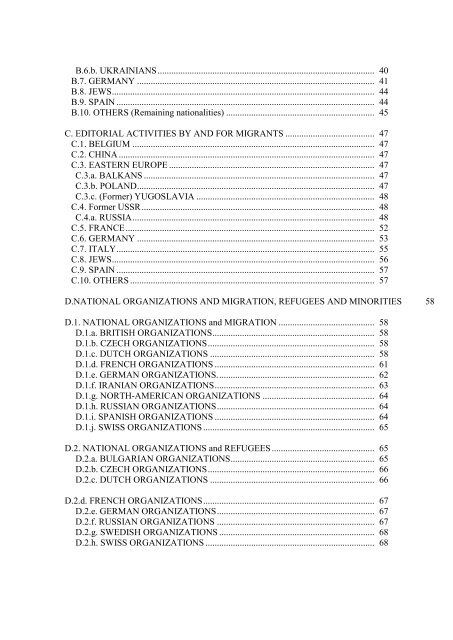 Survey of the Archival Sources concerning Migration and Settlement ...