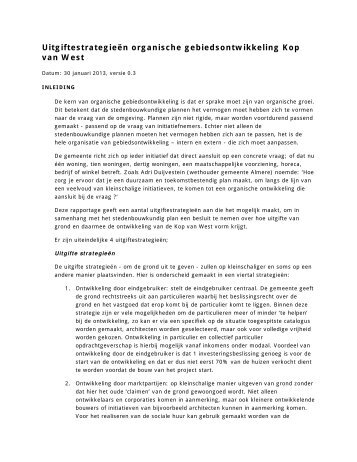 03e Uitgiftestrategieen organische gebiedsontwikkeling Kop van ...