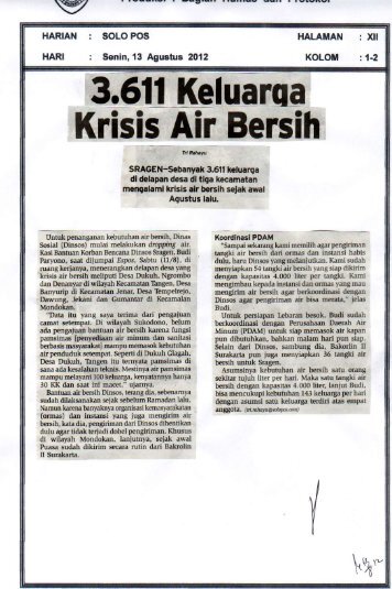 Krisis Air Bersih - Sragen