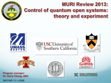 Control of Quantum Systems: Theory and Experiments - Defense ...