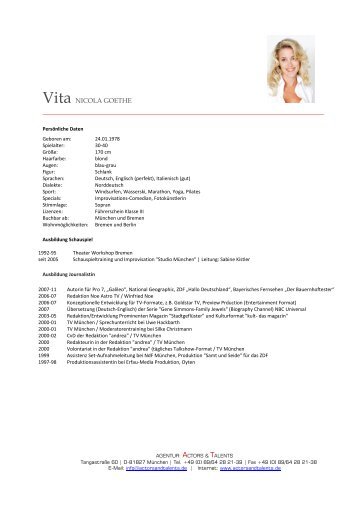 Vita NICOLA GOETHE - actors & talents