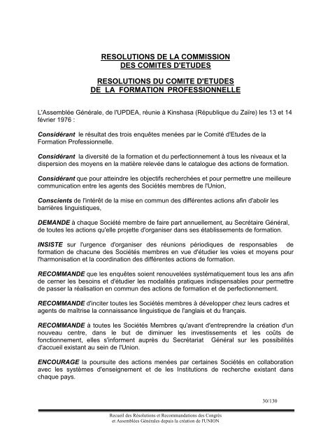 Recueil des RÃ©solut.. - association des societes d'electricite d'afrique