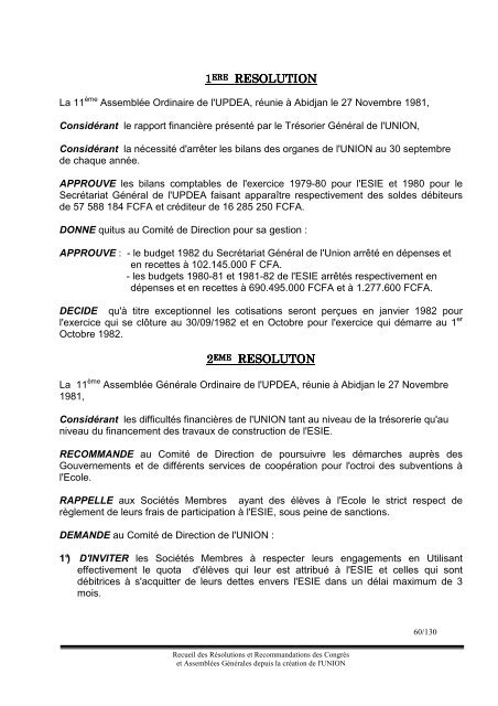 Recueil des RÃ©solut.. - association des societes d'electricite d'afrique