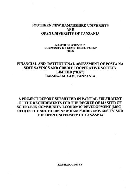 Dar Es Salaam, Tanz - SNHU Academic Archive - Southern New ...